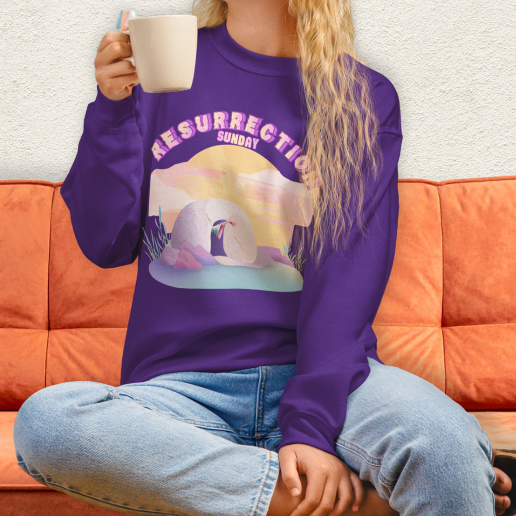 Resurrection Sunday Sweatshirt | Christian Easter Zombie Tomb Graphic | Funny Faith Easter Crewneck | Spooky Resurrection Sweatshirt