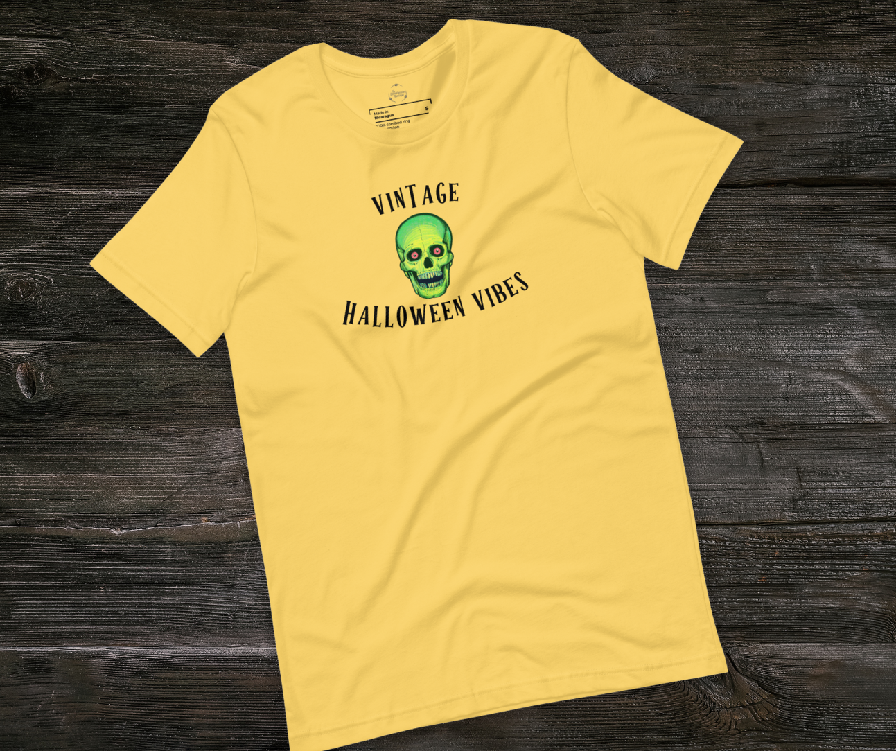 Vintage Halloween Vibes Tee | Unisex Retro Green Skull Graphic Shirt