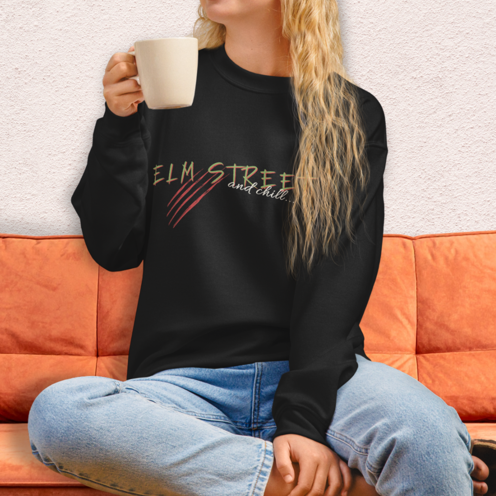 Elm Street and Chill Crewneck | Cozy Horror Movie Sweatshirt
