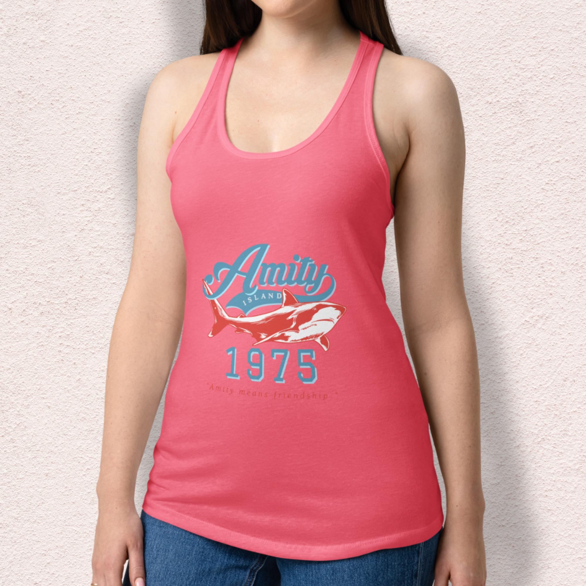 Amity Means Friendship Racerback Tank | Women’s Coastal Horror Top