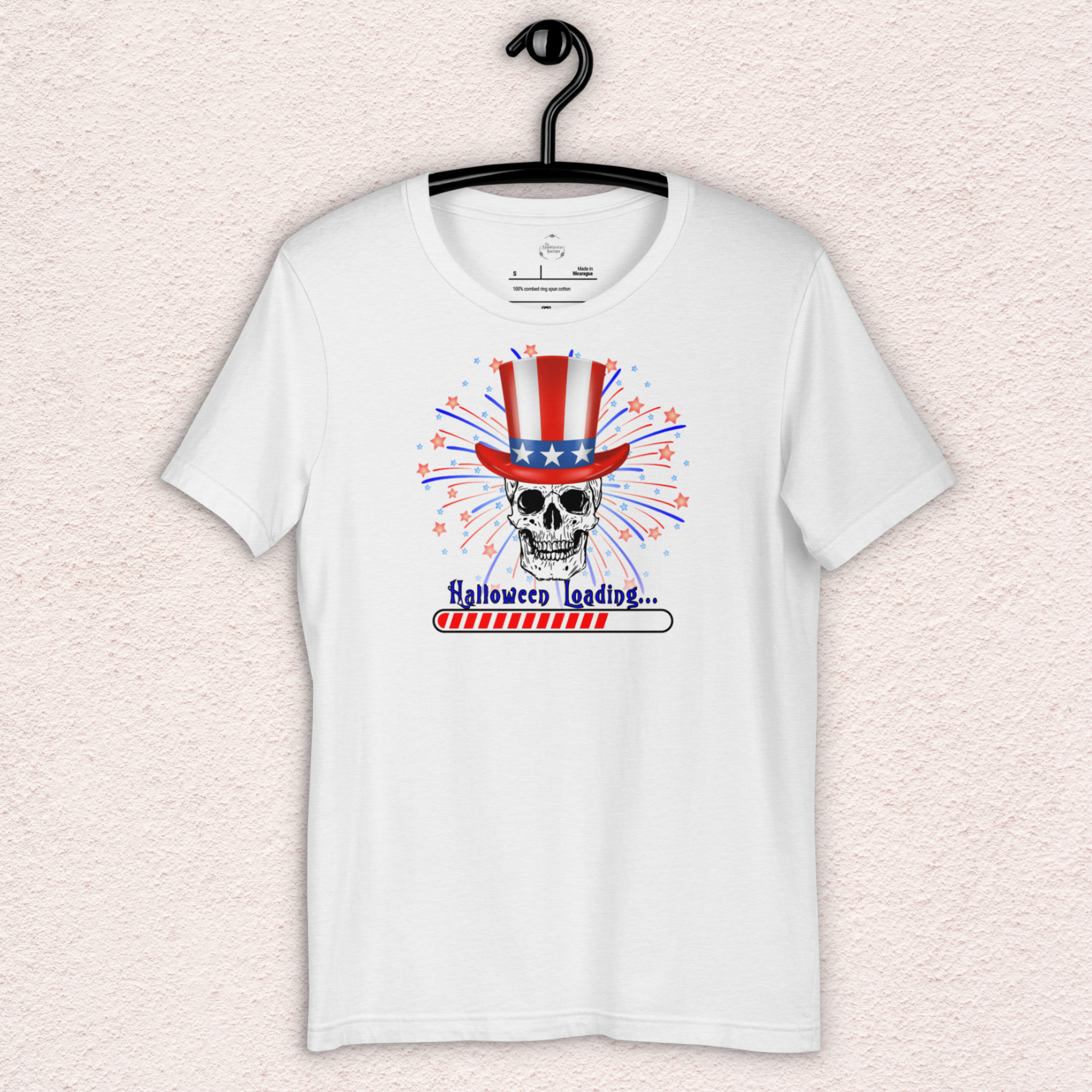 Halloween Loading… Tee | Unisex 4th of July Skull Graphic Shirt