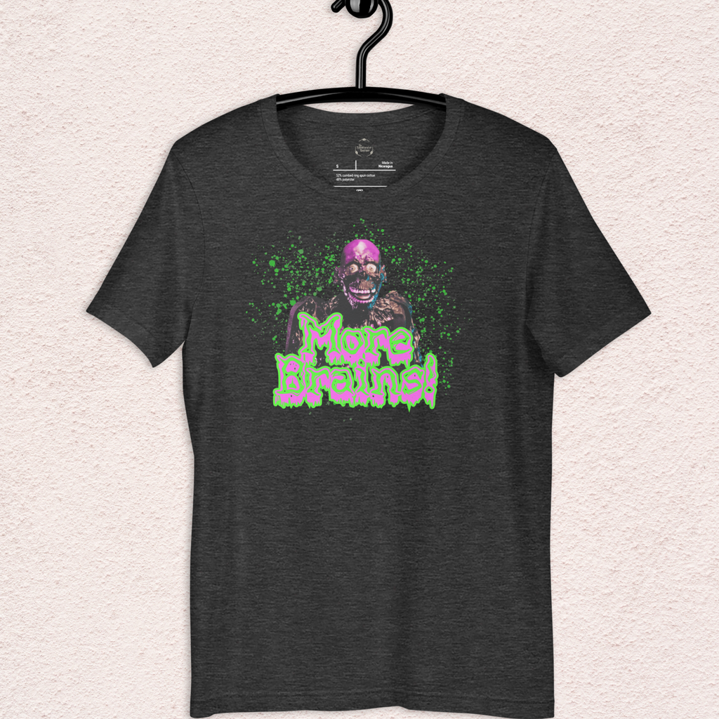 More Brains Tee | Unisex Neon 80s Zombie Horror Graphic Shirt