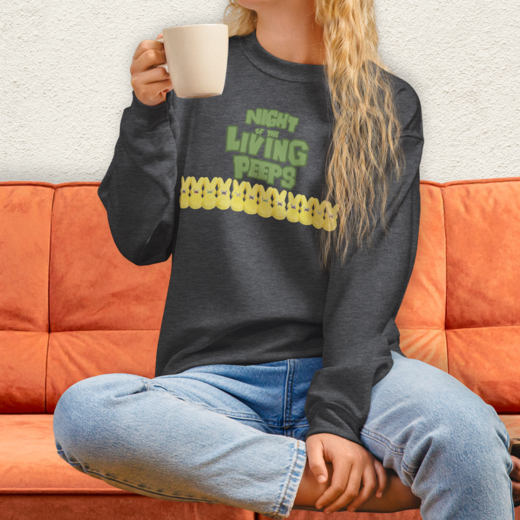 Night of the Living Peeps Sweatshirt | Zombie Peeps Easter Crewneck | Funny Horror Easter Candy Sweatshirt | Spooky Spring Graphic