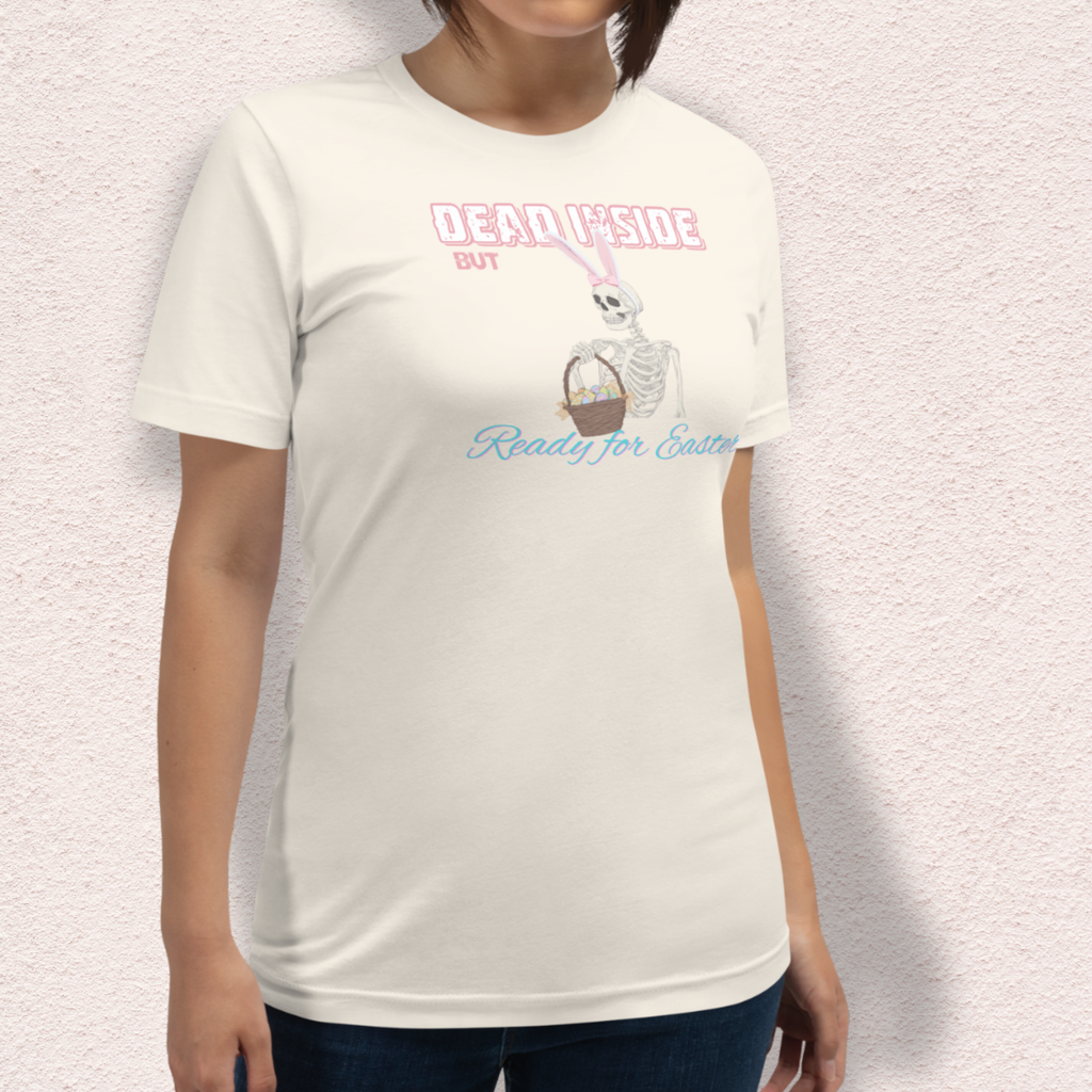 Dead Inside But Ready for Easter Skeleton Bunny Shirt | Funny Easter Skeleton Tee | Spooky Pastel Goth Easter Shirt | Bella+Canvas Unisex Graphic Tee