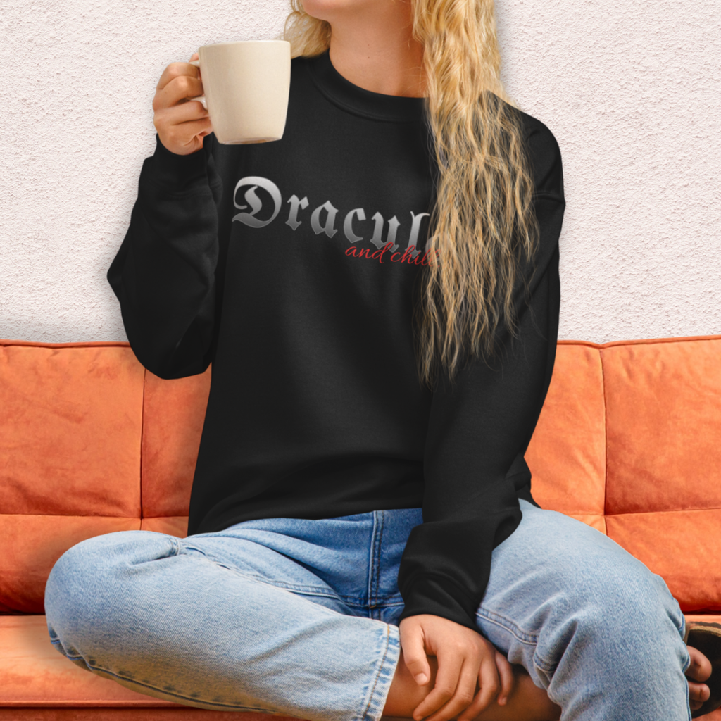 Dracula & Chill Crewneck Sweatshirt | Cozy Gothic Romance Loungewear