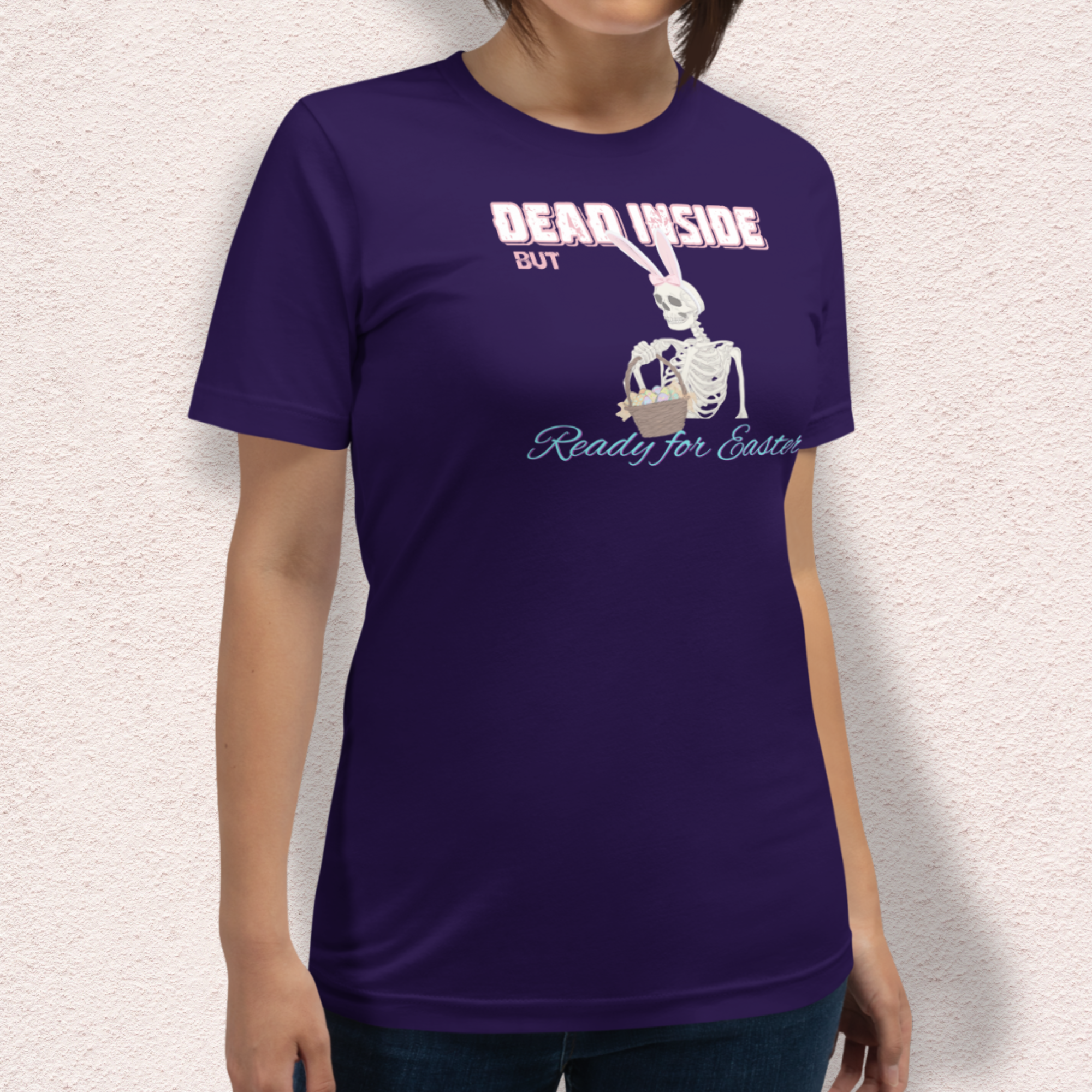Dead Inside But Ready for Easter Skeleton Bunny Shirt | Funny Easter Skeleton Tee | Spooky Pastel Goth Easter Shirt | Bella+Canvas Unisex Graphic Tee