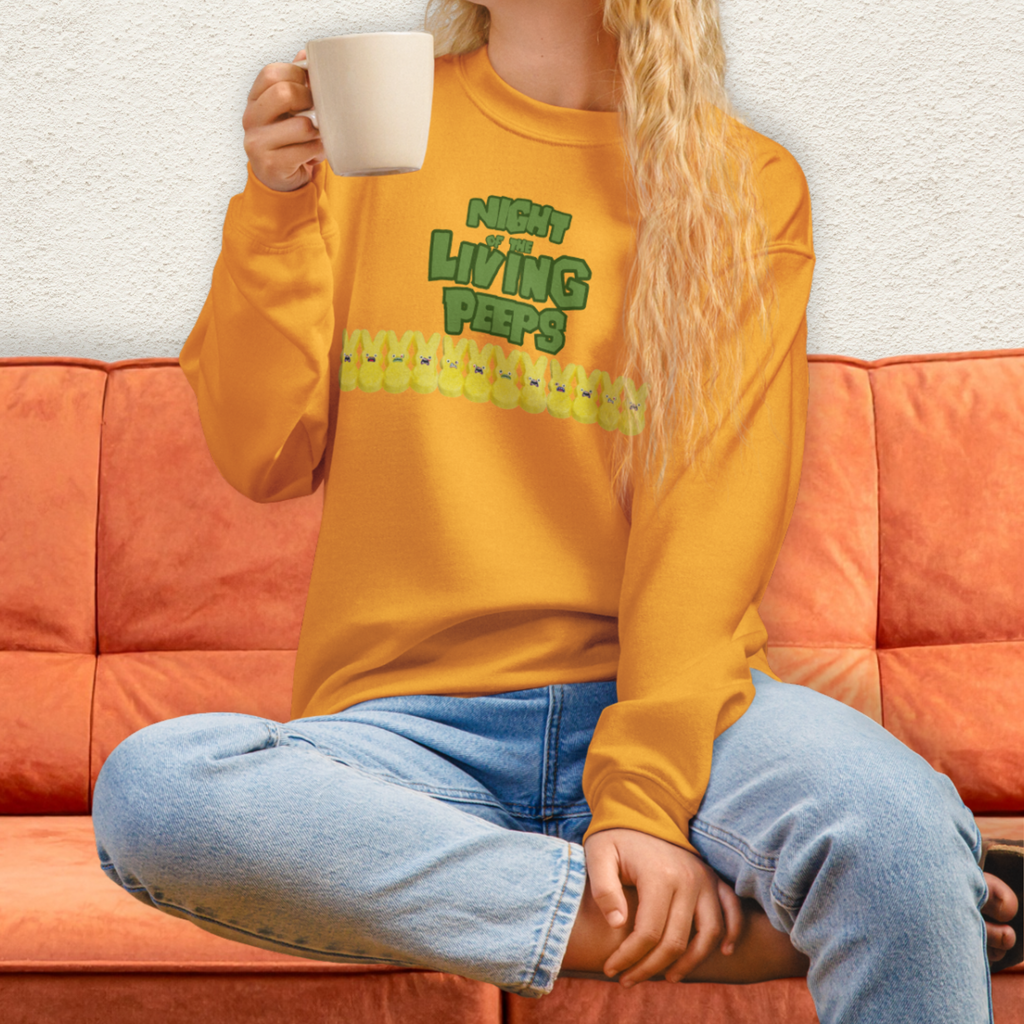 Night of the Living Peeps Sweatshirt | Zombie Peeps Easter Crewneck | Funny Horror Easter Candy Sweatshirt | Spooky Spring Graphic
