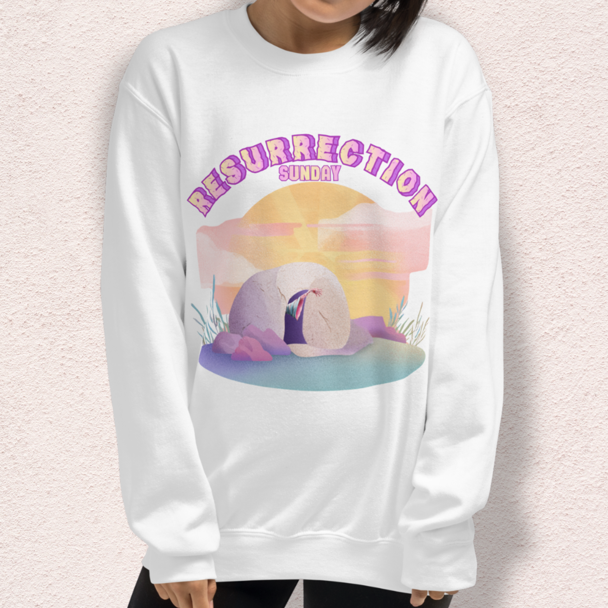 Resurrection Sunday Sweatshirt | Christian Easter Zombie Tomb Graphic | Funny Faith Easter Crewneck | Spooky Resurrection Sweatshirt