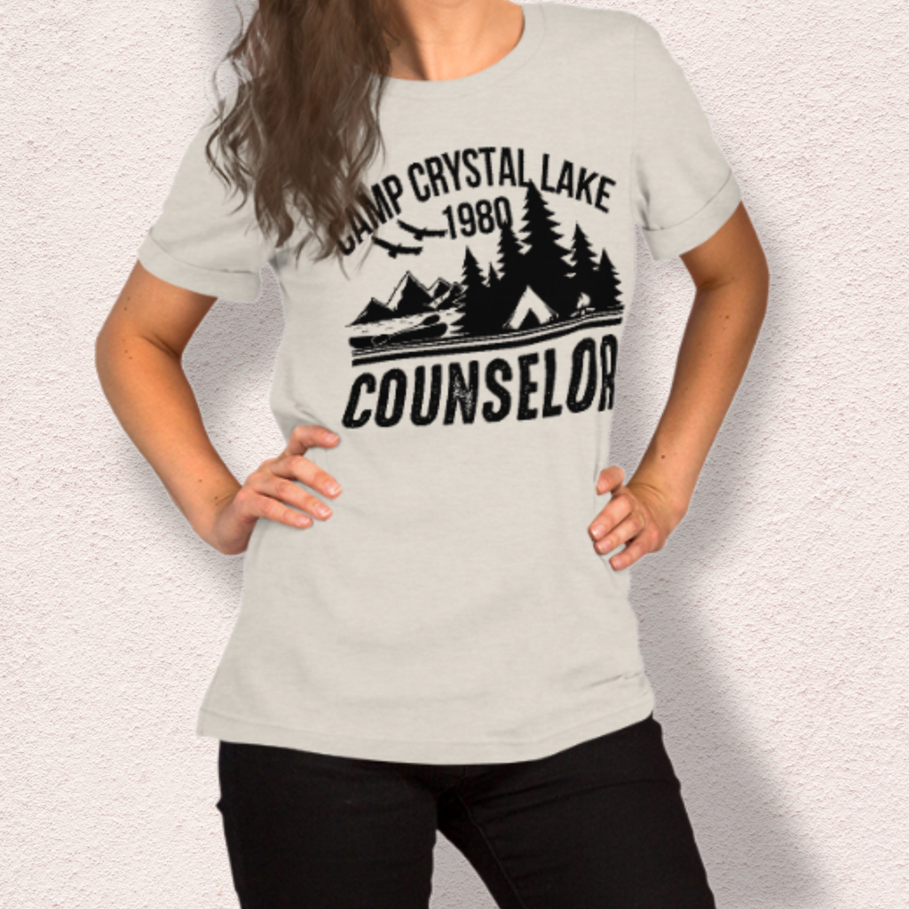 Camp Crystal Lake Tee | Unisex Vintage Summer Camp Horror Shirt (Black Ink)