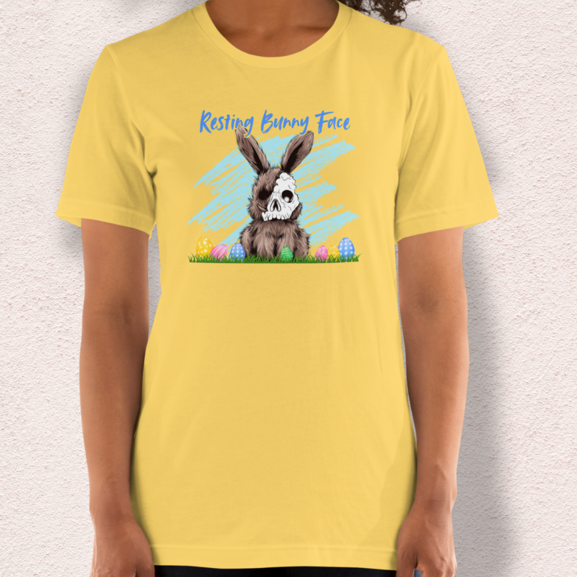 Resting Bunny Face Skeleton Bunny Tee | Funny Dark Humor Easter Shirt | Creepy Easter Bunny Skull Graphic | Bella+Canvas Unisex T-Shirt