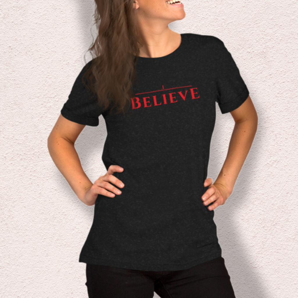 “I Believe” Upside Down Girl Survival Tee | Retro 80s Sci-Fi Inspired Graphic T-Shirt