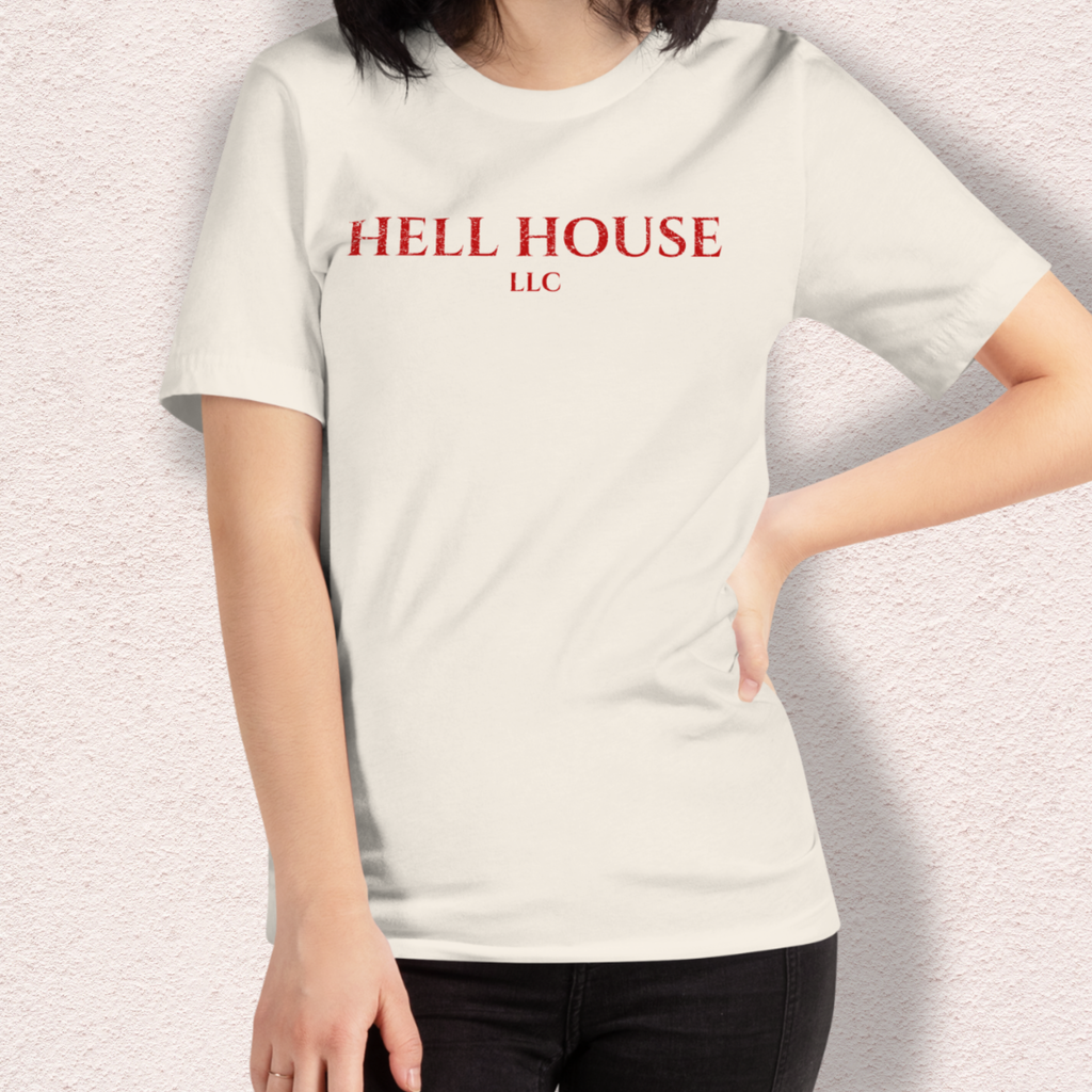 Hell House LLC Tee | Haunted Attraction Horror Shirt | Bella+Canvas Unisex Graphic Tee (Red Basic Font)