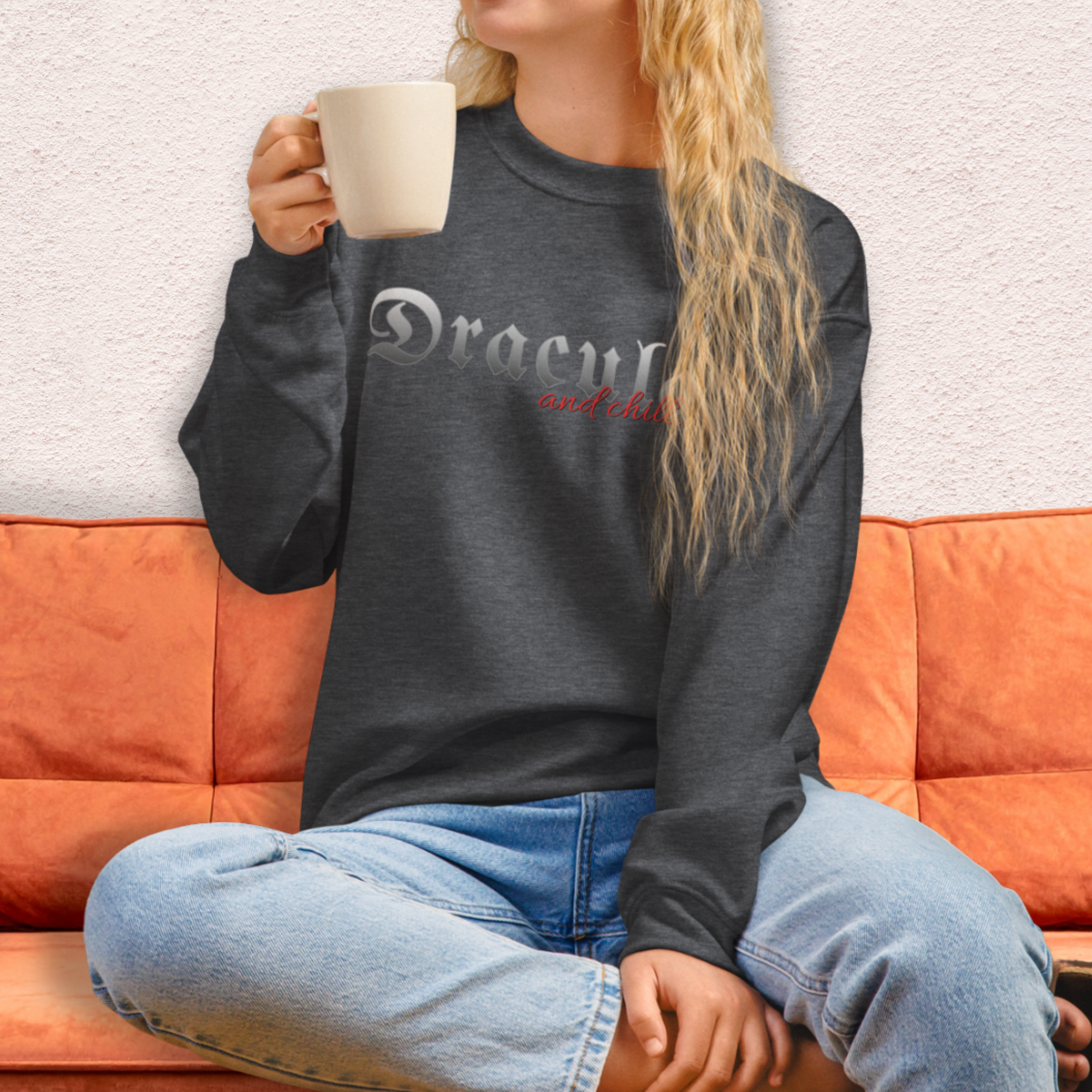 Dracula & Chill Crewneck Sweatshirt | Cozy Gothic Romance Loungewear