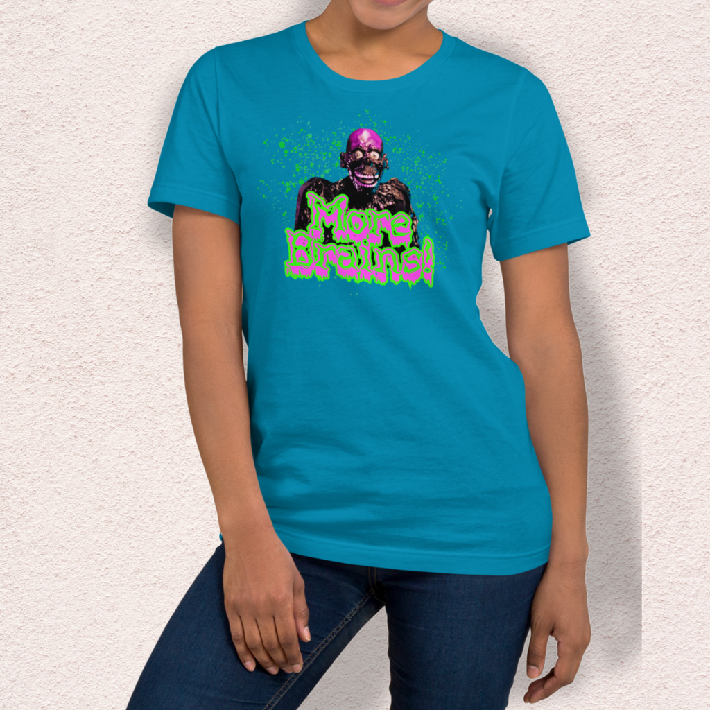 More Brains Tee | Unisex Neon 80s Zombie Horror Graphic Shirt