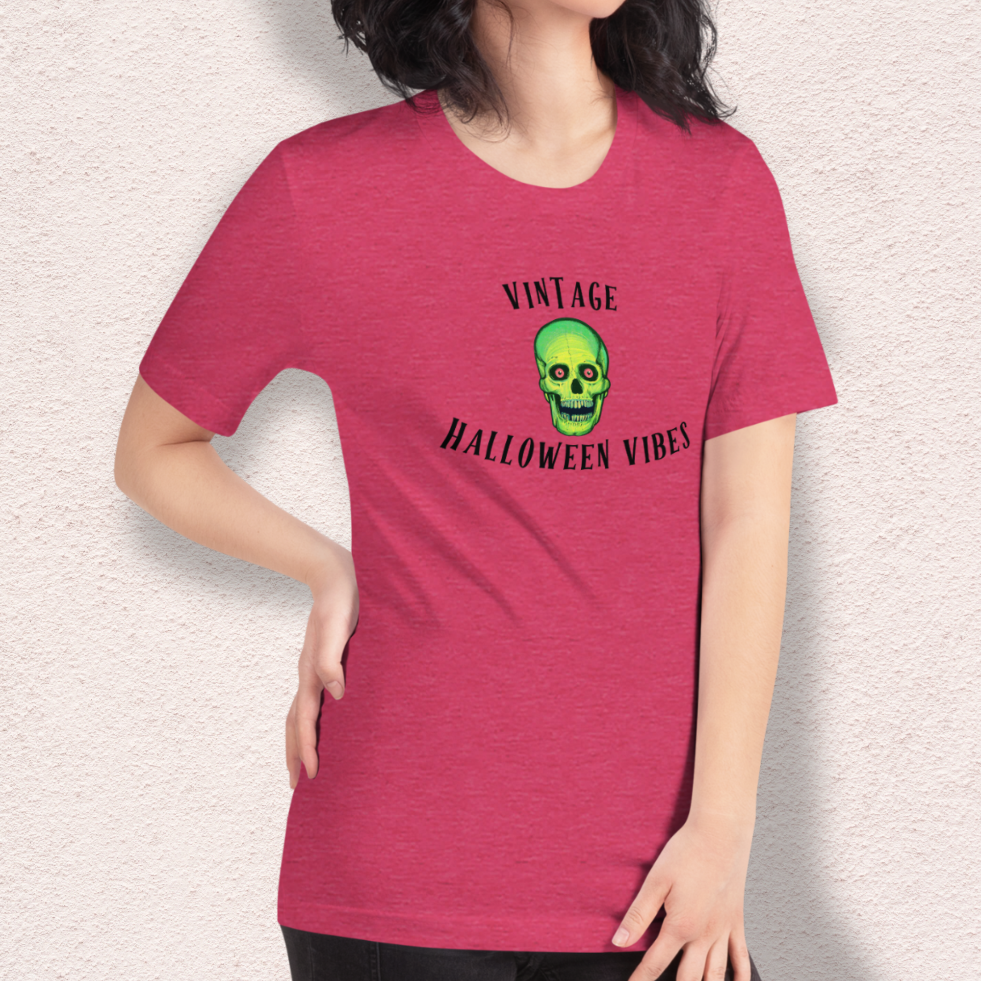 Vintage Halloween Vibes Tee | Unisex Retro Green Skull Graphic Shirt