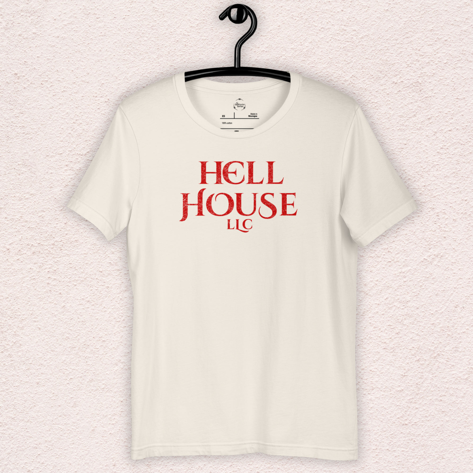Hell House LLC Tee | Haunted Attraction Horror Shirt | Bella+Canvas Unisex Graphic Tee (Large Red Graphic 1)