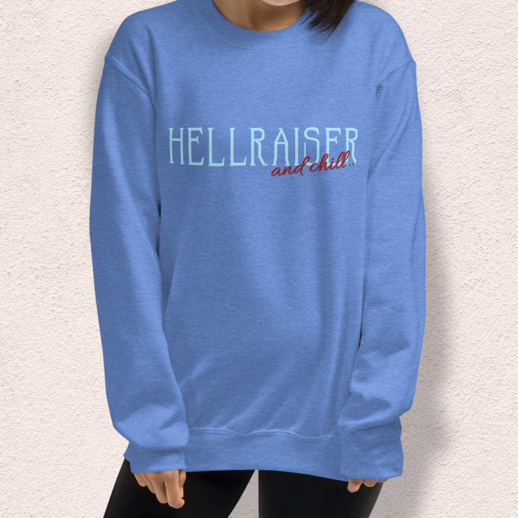 Hellraiser & Chill Sweatshirt | Horror Movie Crewneck | Gildan Heavy Blend Gothic Horror Sweatshirt