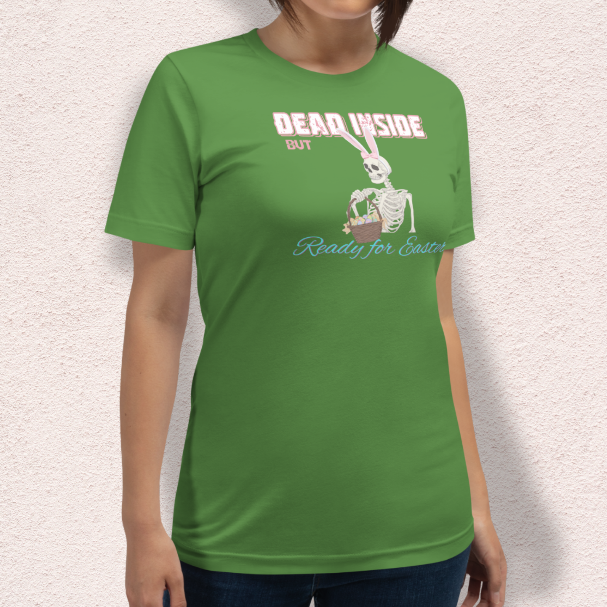 Dead Inside But Ready for Easter Skeleton Bunny Shirt | Funny Easter Skeleton Tee | Spooky Pastel Goth Easter Shirt | Bella+Canvas Unisex Graphic Tee