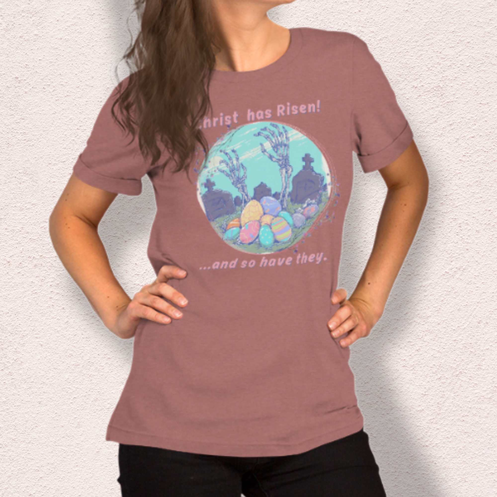 Christ Has Risen… and So Have They T-Shirt | Funny Horror Easter Tee | Skeleton Grave Easter Graphic | Bella+Canvas Unisex Shirt