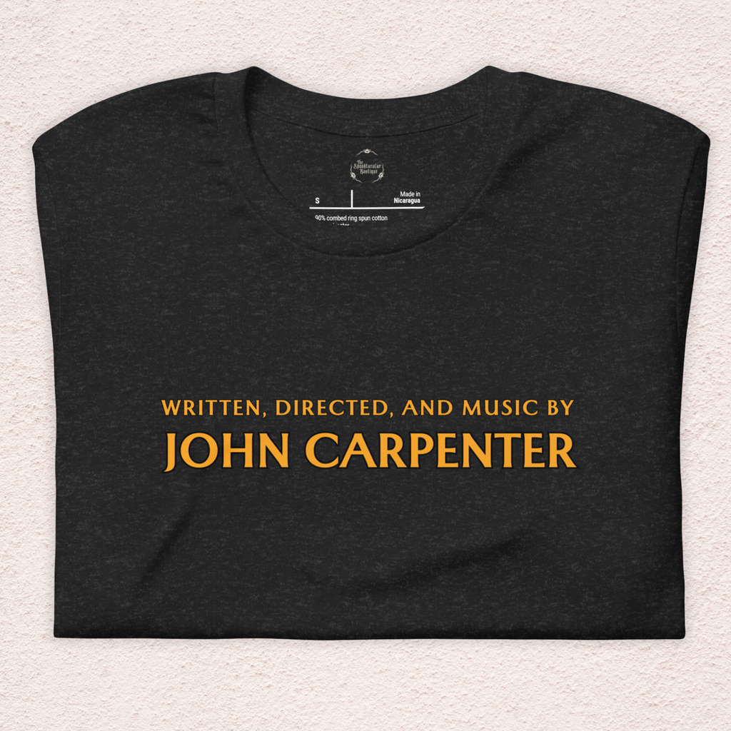 Written, Directed,& Music by John Carpenter Tee | Unisex Horror Film Lover Shirt