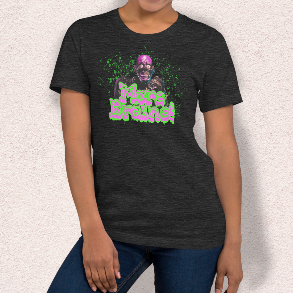 More Brains Tee | Unisex Neon 80s Zombie Horror Graphic Shirt