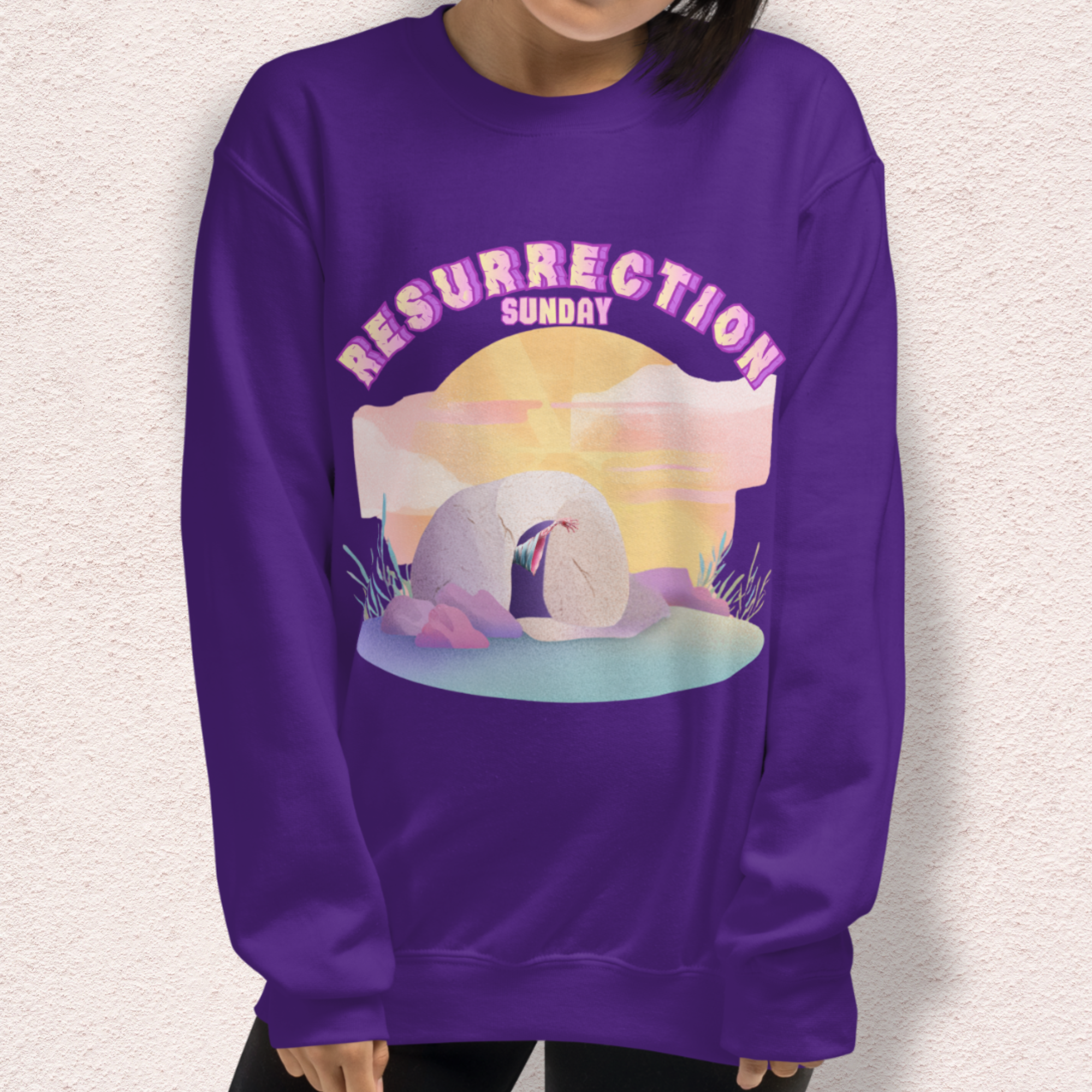 Resurrection Sunday Sweatshirt | Christian Easter Zombie Tomb Graphic | Funny Faith Easter Crewneck | Spooky Resurrection Sweatshirt