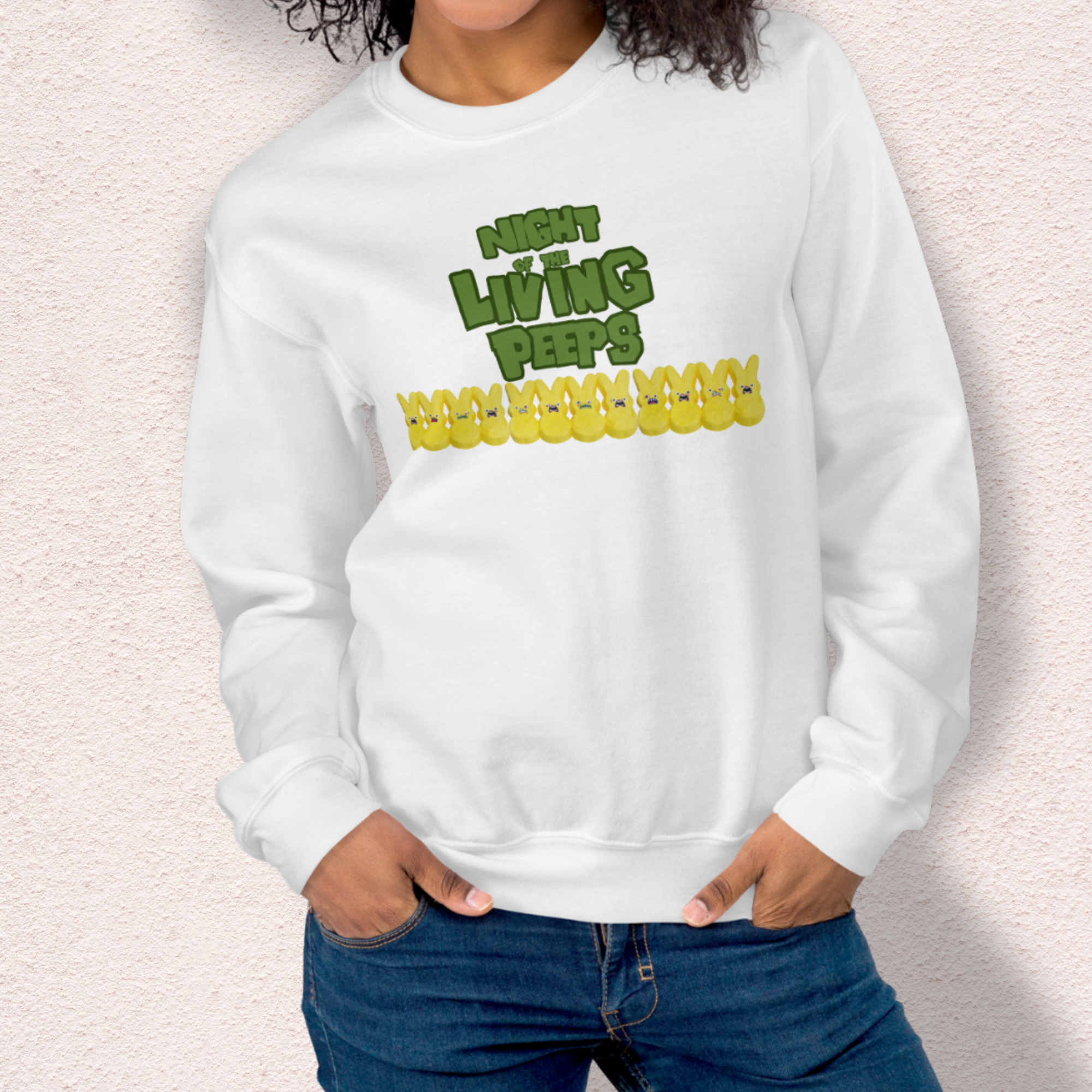 Night of the Living Peeps Sweatshirt | Zombie Peeps Easter Crewneck | Funny Horror Easter Candy Sweatshirt | Spooky Spring Graphic