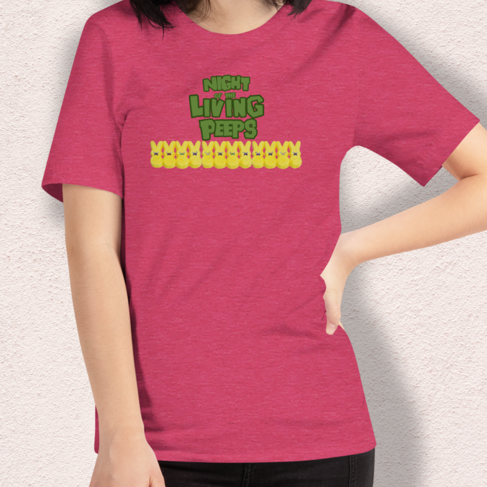 Night of the Living Peeps Easter Tee | Funny Zombie Marshmallow Bunny Shirt | Spooky Easter Candy Graphic | Bella+Canvas Unisex T-Shirt