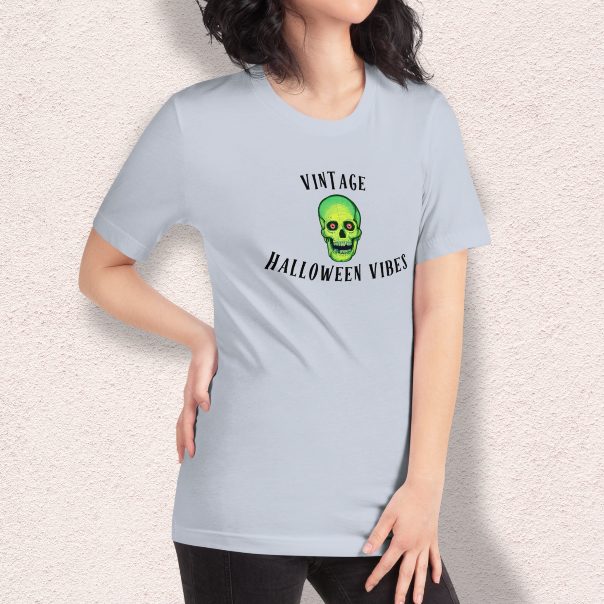 Vintage Halloween Vibes Tee | Unisex Retro Green Skull Graphic Shirt