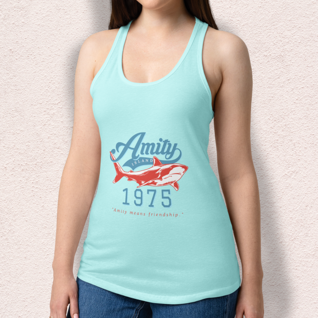 Amity Means Friendship Racerback Tank | Women’s Coastal Horror Top