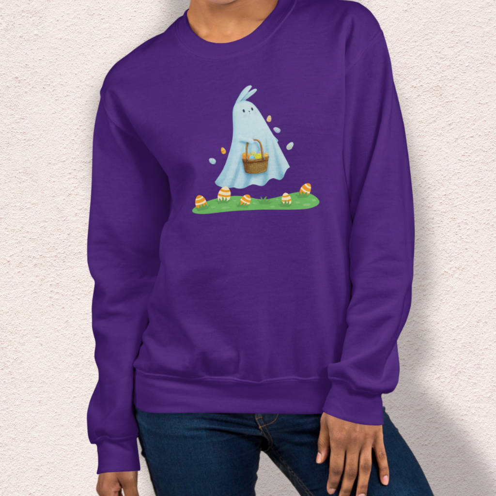 Ghost Easter Bunny Sweatshirt | Spooky Easter Bunny Crewneck | Cute Creepy Spring Bunny Sweatshirt | Pastel Goth Easter Graphic