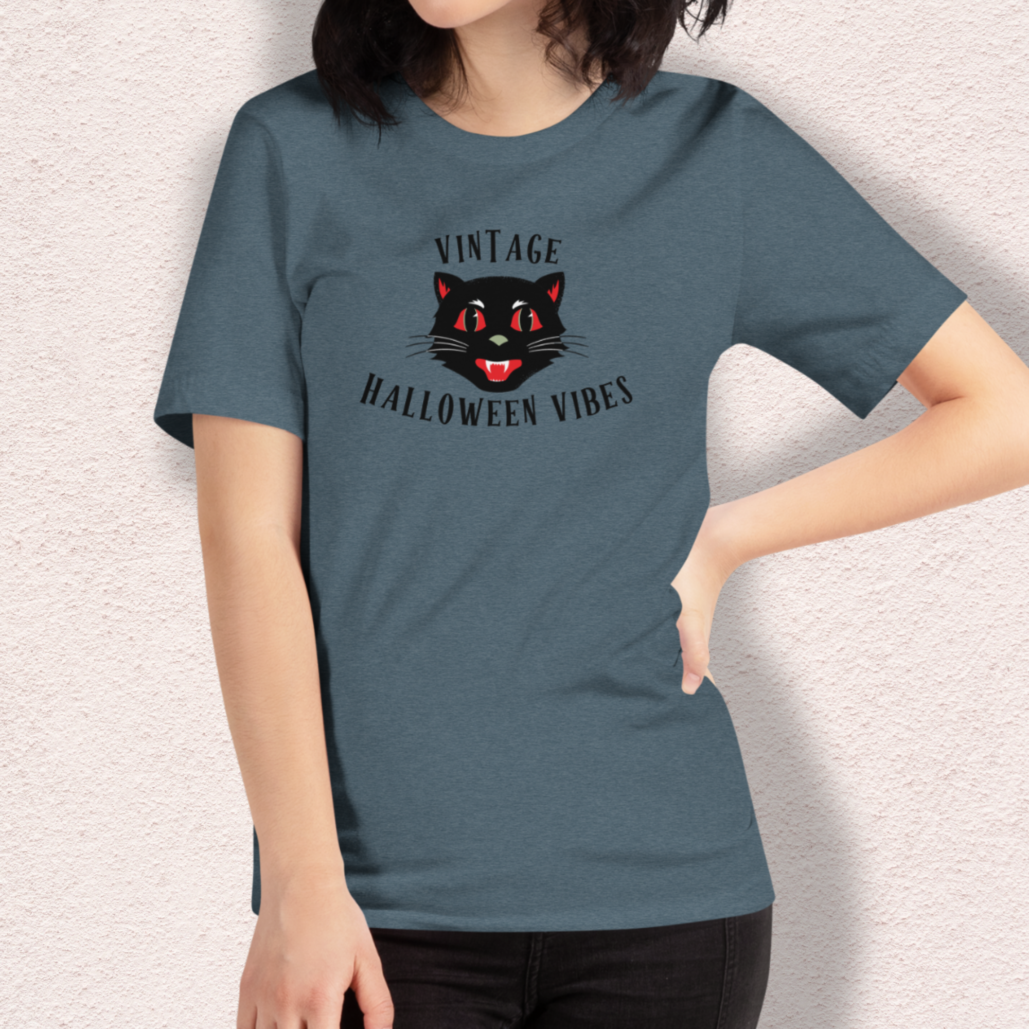 Vintage Halloween Vibes Tee | Unisex Retro Halloween Cat Graphic Shirt