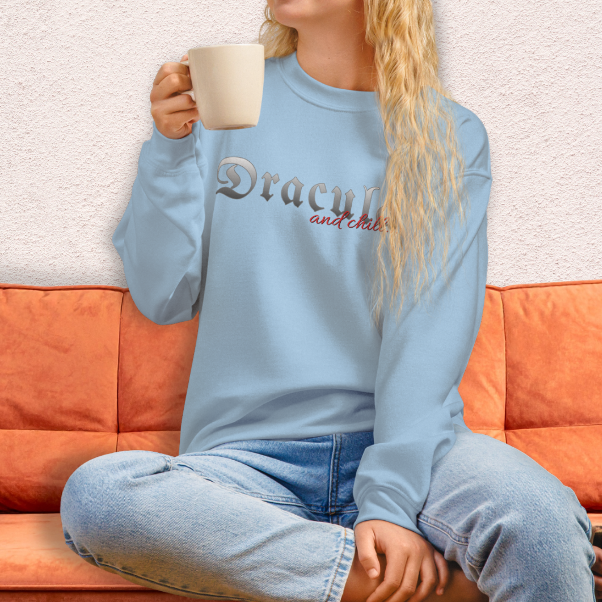 Dracula & Chill Crewneck Sweatshirt | Cozy Gothic Romance Loungewear