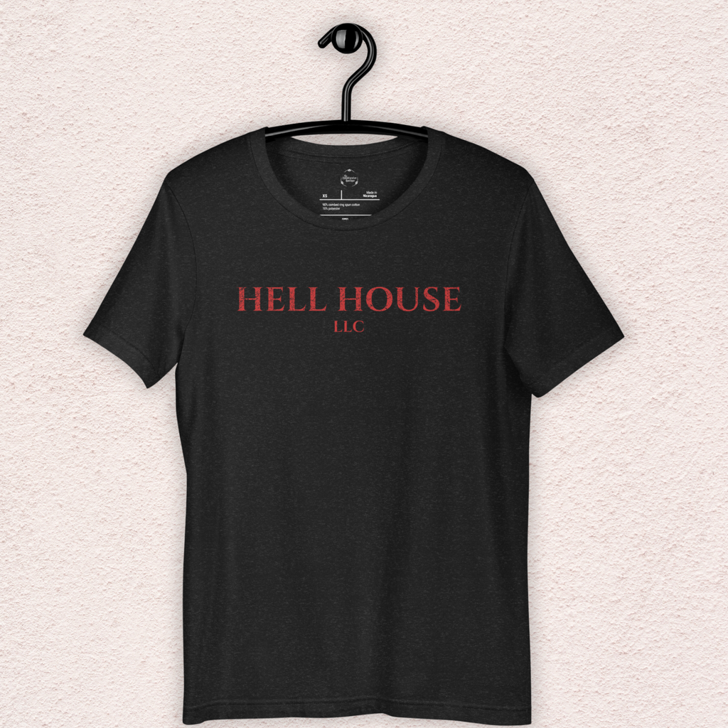 Hell House LLC Tee | Haunted Attraction Horror Shirt | Bella+Canvas Unisex Graphic Tee (Red Basic Font)