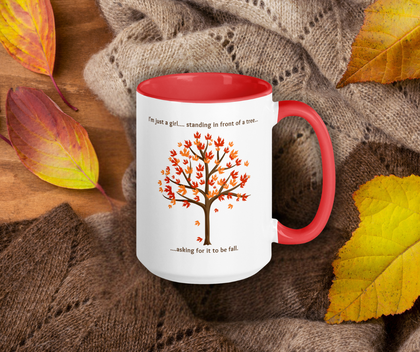 I’m Just a Girl Waiting for Fall Mug | 15oz Autumn Coffee Mug
